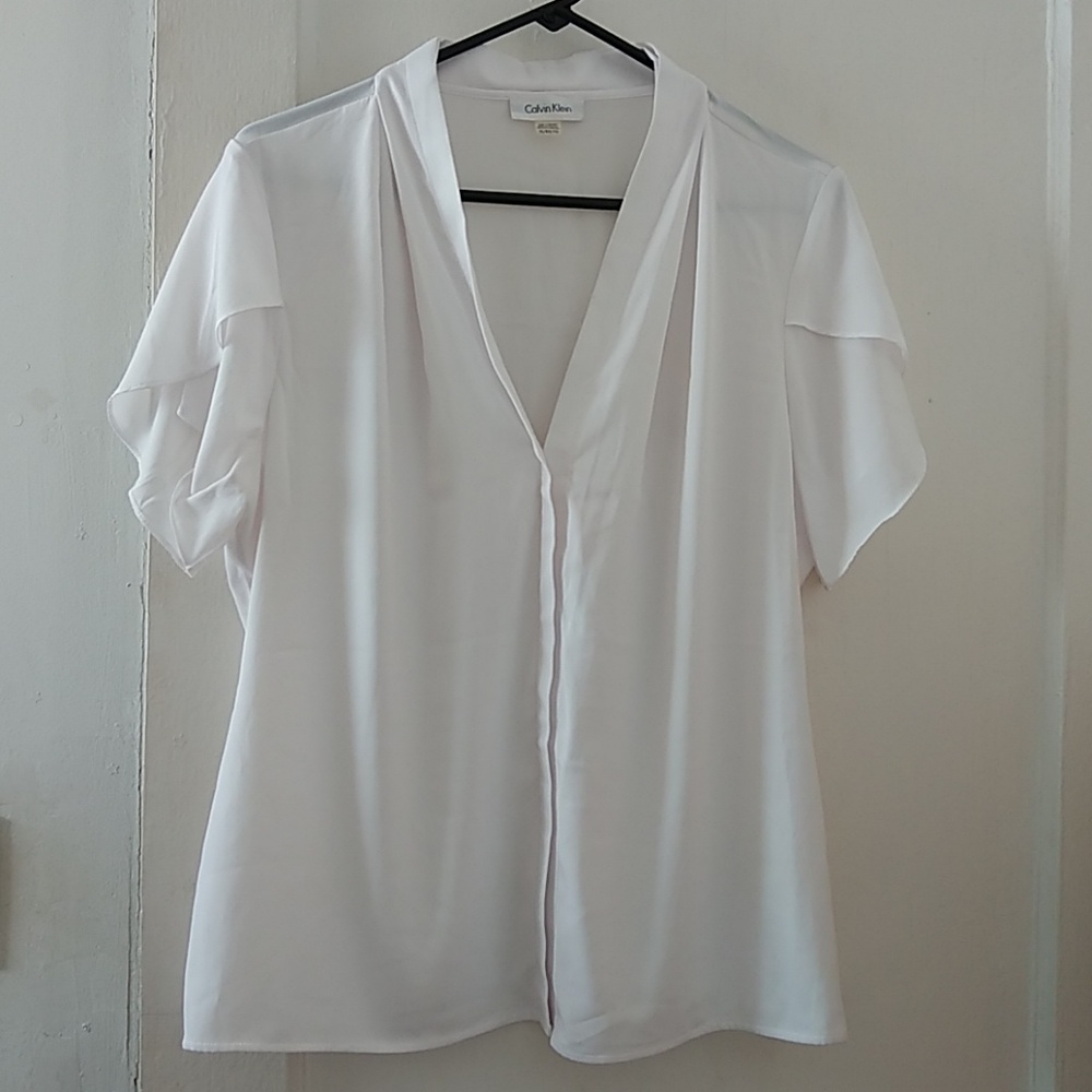 Calvin Klein flutter sleeve blouse
